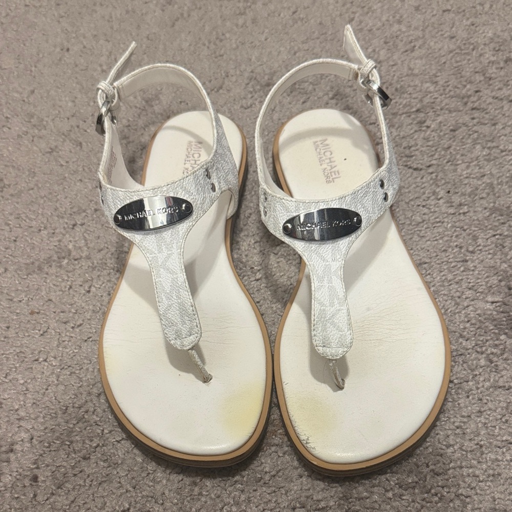 Michael Kors Silver and White Sandals